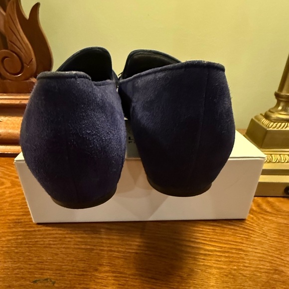 NWOT Stuart Weizmann blue black leather suede tassel loafers Size 9 - Picture 5 of 9